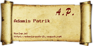 Adamis Patrik névjegykártya